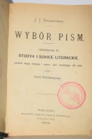 KRASZEWSKI J.[ózef] I.[gnacy] - Studya i szkice literackie. Warszawa 1894.