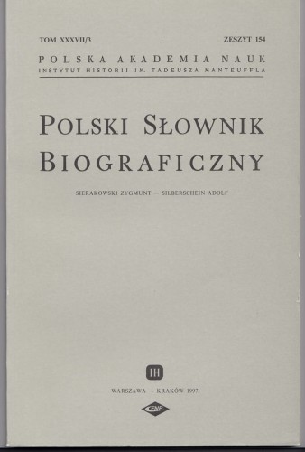 POLSKI SŁOWNIK BIOGRAFICZNY T. XXXVII3 ZESZYT 154 Sierakowski Zygmunt - Silberschen Adolf.jpg